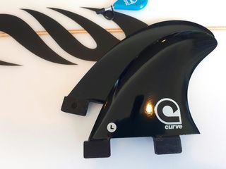Curve Fins Fibreglass Side Bites BLACK - Dual Tab - Gloss