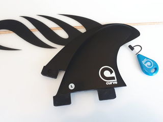 Curve Fins Fibreglass Side Bites BLACK - Dual Tab - Matt